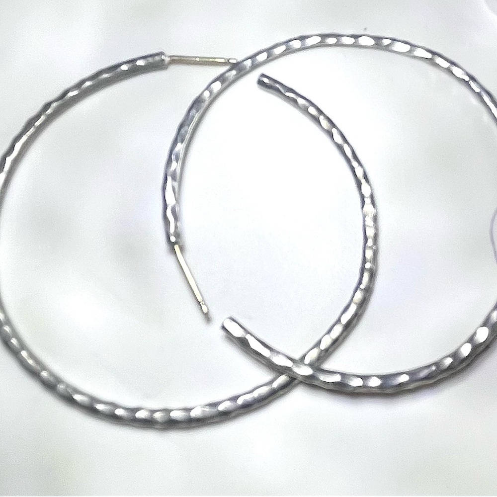 Rare Tiffany & Co Hammered Hoop Earring Paloma Picasso Sterling Silver 24mm